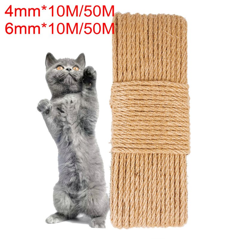 Cuerda Sisal Natural hazlo-tú-mismo, espirales rascador para gato, cubierta de jardín, mascotas, armazón de escalada para gatos, cuerda de cáñamo para rascar mascotas