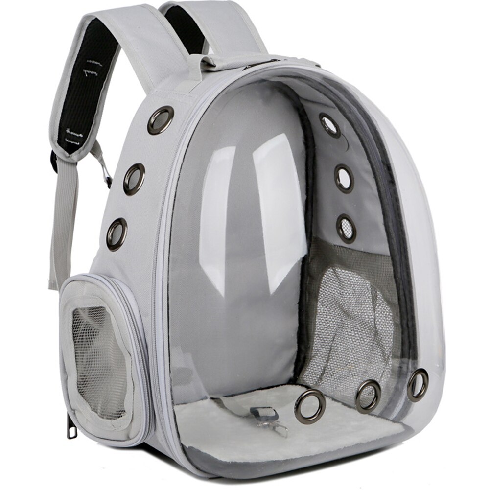 Katteholder taske åndbar gennemsigtig hvalp hund rygsæk katte kasse bur små hunde tasker kæledyr rejseholder håndtaske plads kapsel: Grå