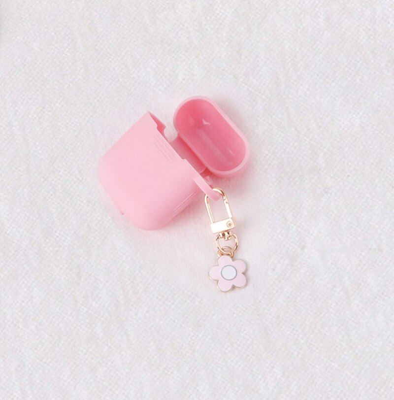 Per AirPods 2 Caso Corea del Simpatico Orso Del Fumetto di Caso di aria baccelli di lusso Fiore Portachiavi Auricolari In Silicone per il Caso di apple air baccelli copertura: C4