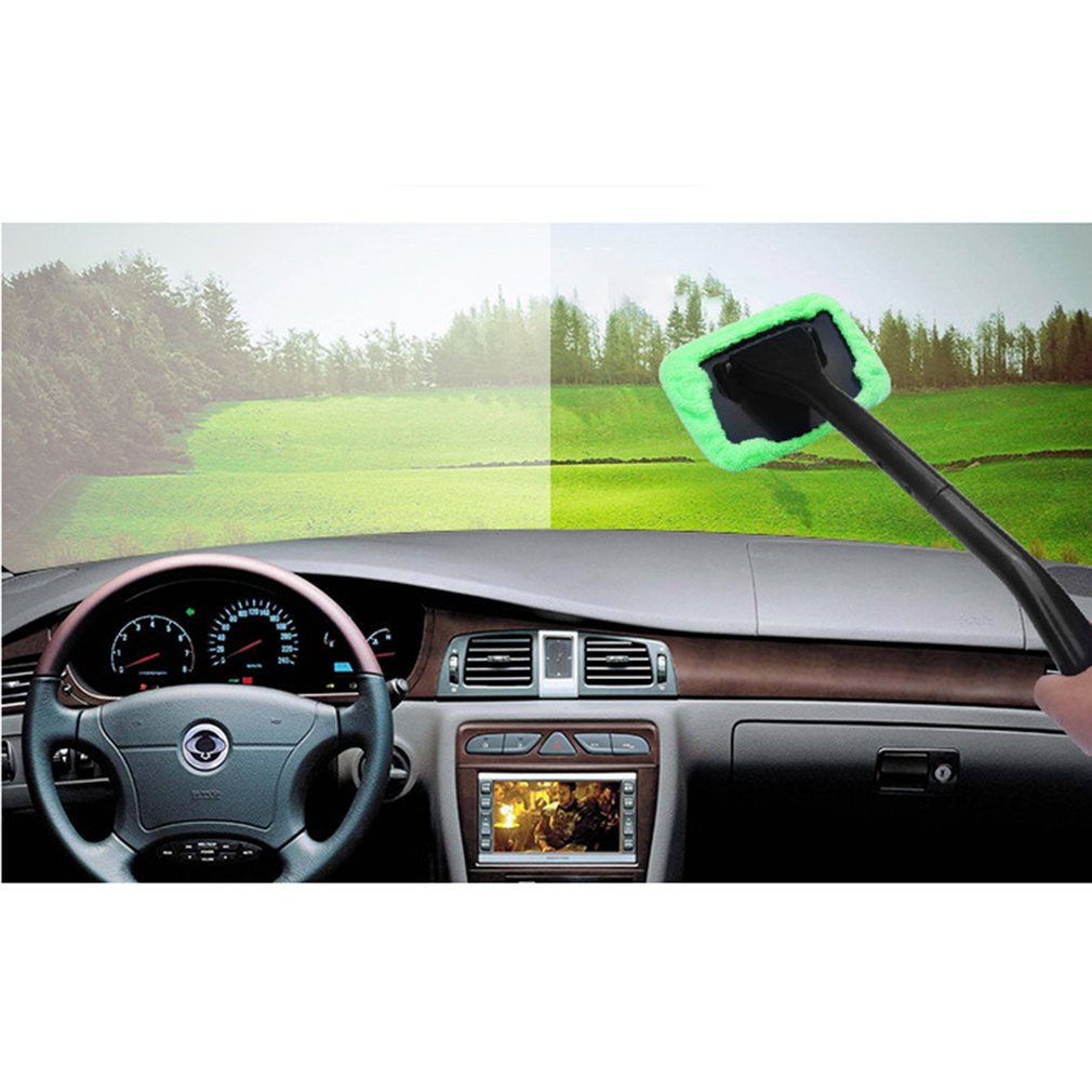 Windshield Easy Cleaner Clean Hard-To-Reach Windows On Your Car Home Washable with Ergonomic Handle Microfiber Bonnet