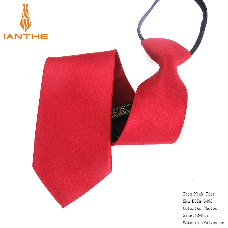 Men Necktie Zipper Lazy Tie Solid 8cm Ties Business for Man Gravatas Handkerchief Bowtie Mens Wedding Shirt Accessories: IA6498