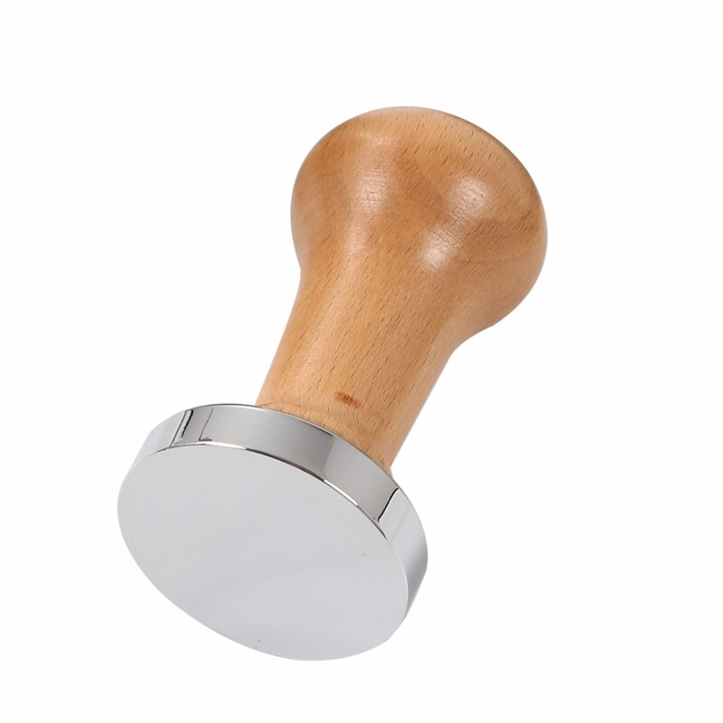 Kaffetamper trähandtag barista espressomaskin kvarn 51mm för kaffe och espressopulver hammare träfärg