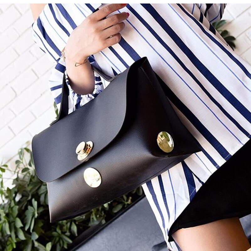 Large Metal Round Buckle Portable Generous Package Simple Large Capacity Handbag Ladies Large Tote