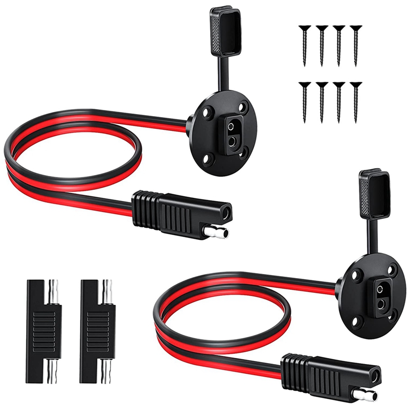 SAE Power Socket Side Wall Port 10AWG Solar Panel Flush Mount Connector Plug Cable For Solar Generator Battery Charger: Default Title