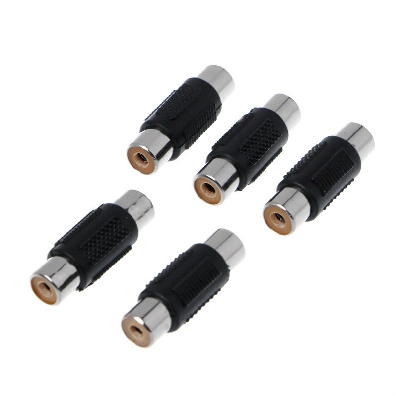 5 Pcs RCA Female to RCA Female Audio Video Cable Jack Plug Adapter Connector