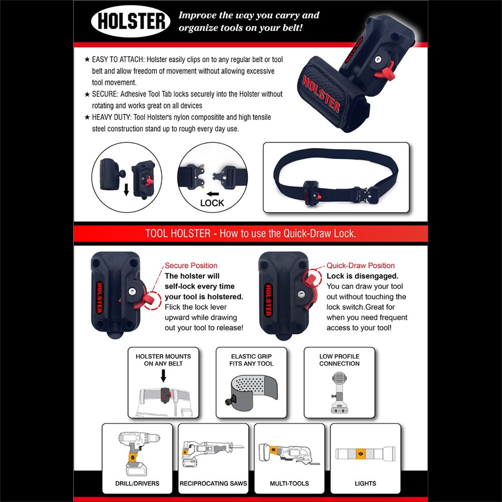 Durable Movable Waist Hanging Practical Nylon Strap Daily Self Lock Organizer Secure Heavy Duty Tool Holster Set Storage Buckle