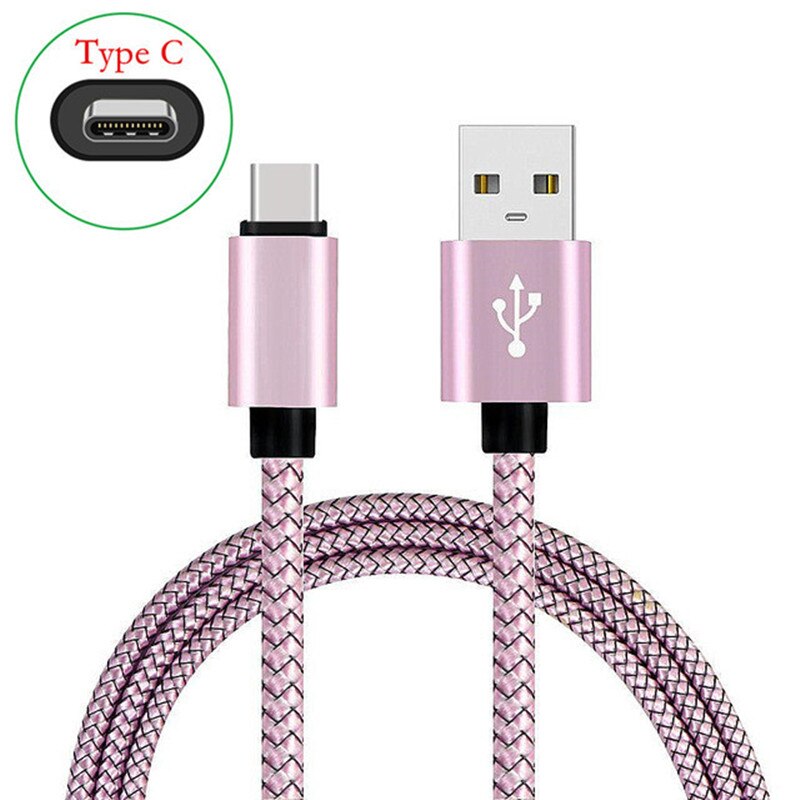 Honor 30 20s QC 3,0 USB de carga rápida adaptador de tipo C Cable cargador para Samsung Galaxy S9 S10 A51 A21s Nota 20 10 9 Bluboo S8 Plus: 1M Pink Cable