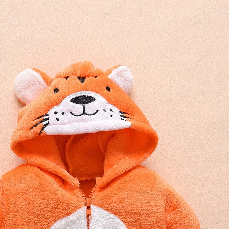 0-12 Months Autumn Baby Clothes Baby Boys Girls Winter Cute Cartoon Hoodie Romper Bodysuit Casual Long Sleeve Outerwear
