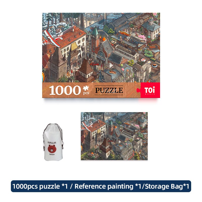 1000pcs Difficult Puzzles My Travel Diary Ancient City Scenery Teens Adult Puzzles Sightseeing Landscape Paintings Home Decor: B No original box
