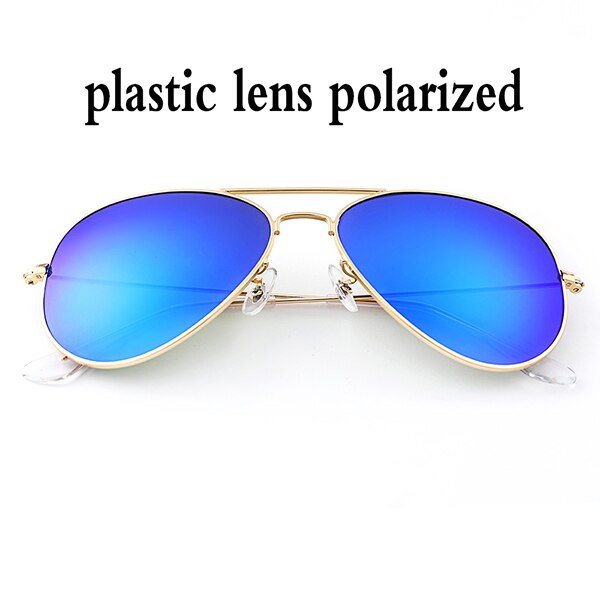 Boloban 3026 gepolariseerde zonnebril heren dames 60mm pilotenbril met glazen lenzen en spiegel oculos de sol  uv400: Blauw p