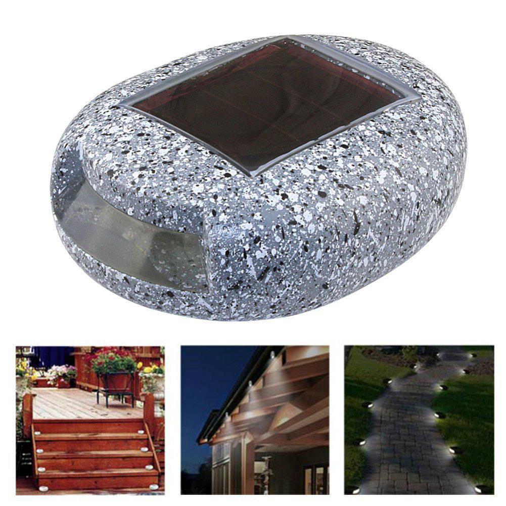 Solar-Powered Resin Stone Shape Pin Lamp Outdoor Waterproof Yard Garden Light Decoration