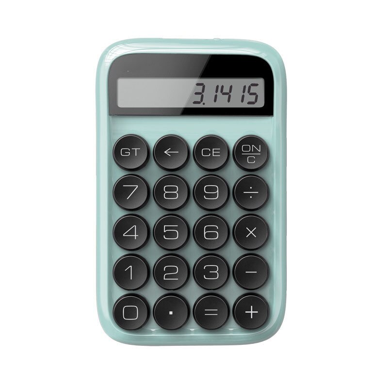 Kreativer, niedlicher taschenrechner mit mechanischer tastatur in form von geleebohnen, schüler- und prüfungsrechner mit 10-- stelliger anzeige, abnehmbarem bildschirm und tasten: Mintgrün