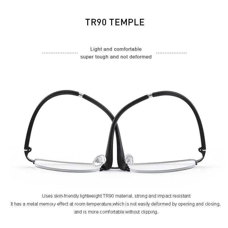 MERRYS Men Women Alloy Glasses Half Frame Myopia Prescription Eyeglasses Optical Frame S2265