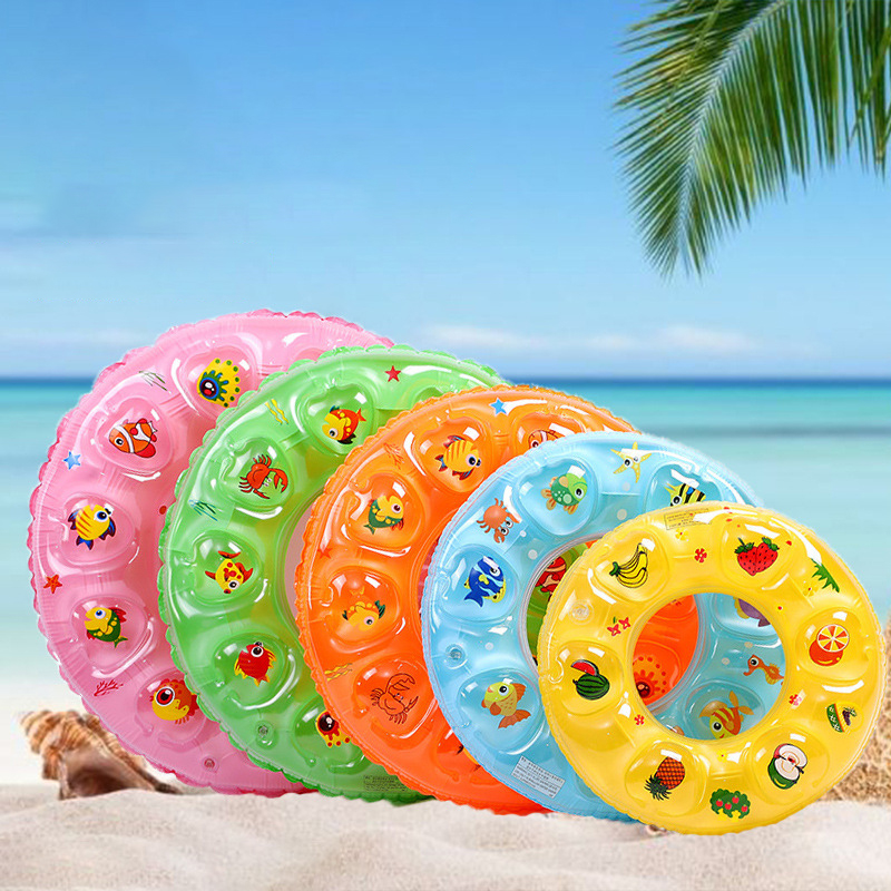 Anello da nuoto per bambini anello da nuoto gonfiabile fluorescente a doppio strato anello da nuoto per bambini doppio Airbag addensato 45-85cm