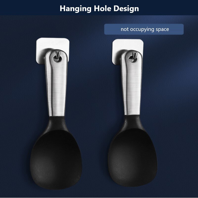 Non-Stick Stainless Steel Rice Spoon Rice Cooker Long Cooking Rice Spatula Scoop Black White Soup Spoon Kitchen Utensil Tablewar