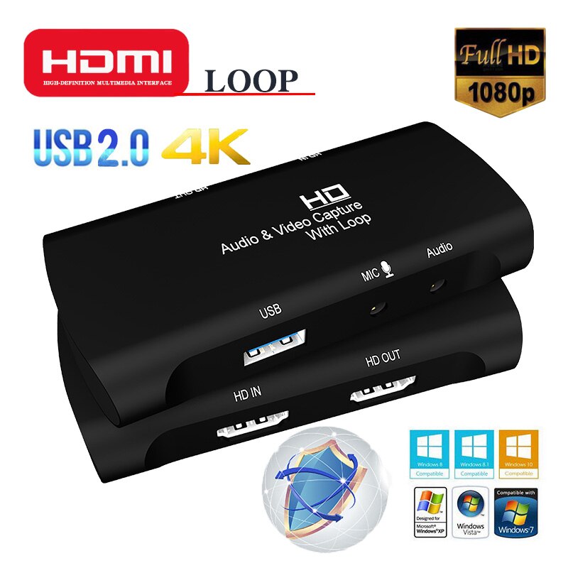 4k 1080p hdmi usb video capture card No Delay real-time recording for Xbox games live DVD camcorder HD camcorder Nintendo Switch