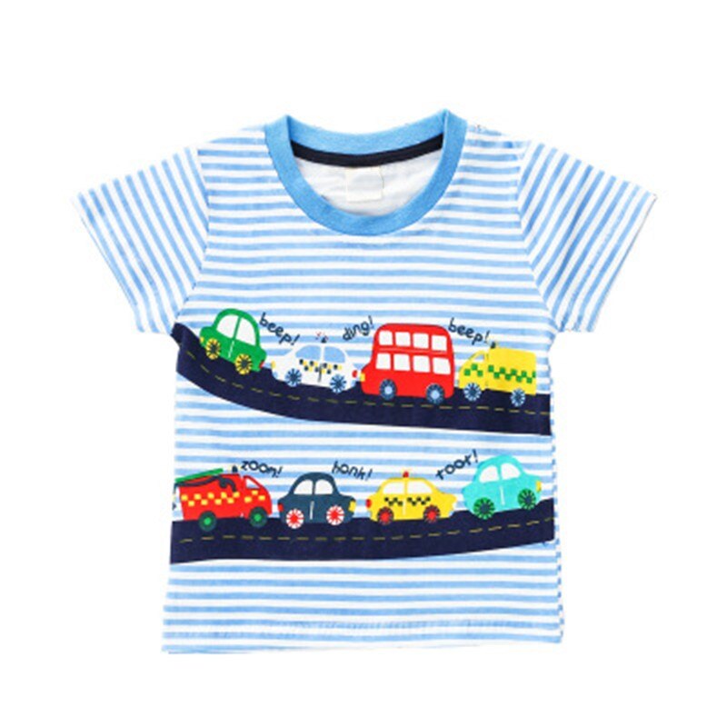 1-5y casual bebê dos desenhos animados imprimir t-shirts moda verão criança meninos algodão estilo manga curta o-pescoço pulôver: 3T