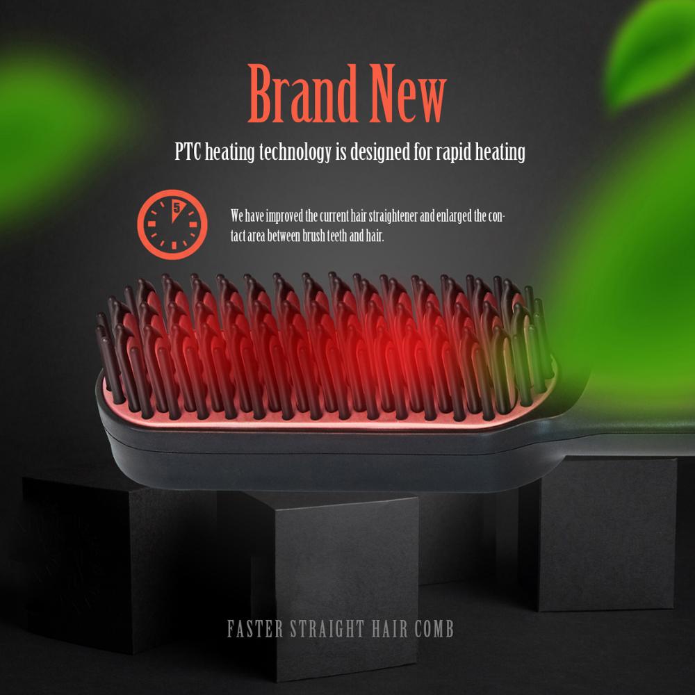 Beard Hair Straightener Brush Portable Straightening Iron Electric Instant Styling Comb Curly Hair Straightening Women Brush