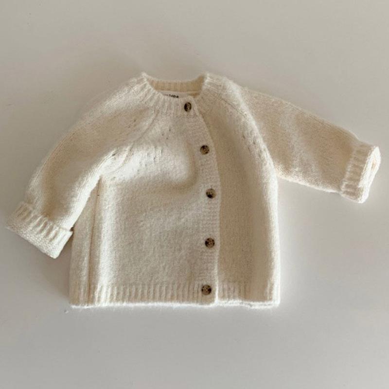 Herfst Baby Trui Peuter Jongens Meisjes Gebreide Vesten Jas Pasgeboren Truien Lange Mouw Katoenen Baby Gebreide Jas Tops: beige white / 12M  80cm