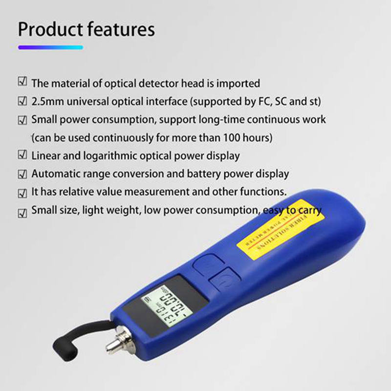 6 Wavelengths Mini Optical Power Meter Tester -50 To 26 Optical Fiber Tester Optical Work Rate Meter Handheld FTTH