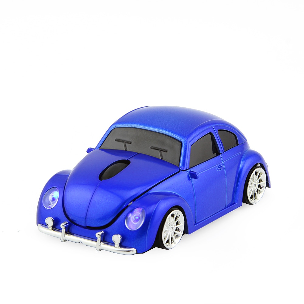 Optical Wireless Mouse Beetle Car Shape Gaming With USB Receiver for PC Laptop Computer Red Mouse for Kids Boys: Blue