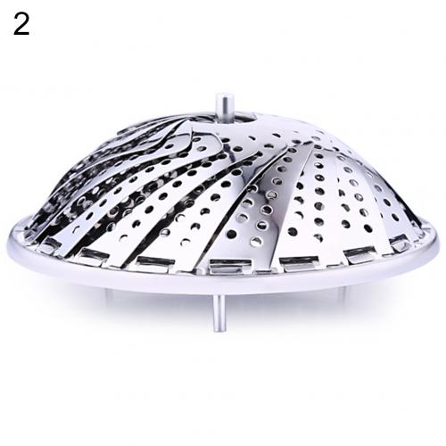 Foldable Mesh Basket Stainless Steel Vegetable Fruit Steamer Punching Food Drain Bowl Basket: Large