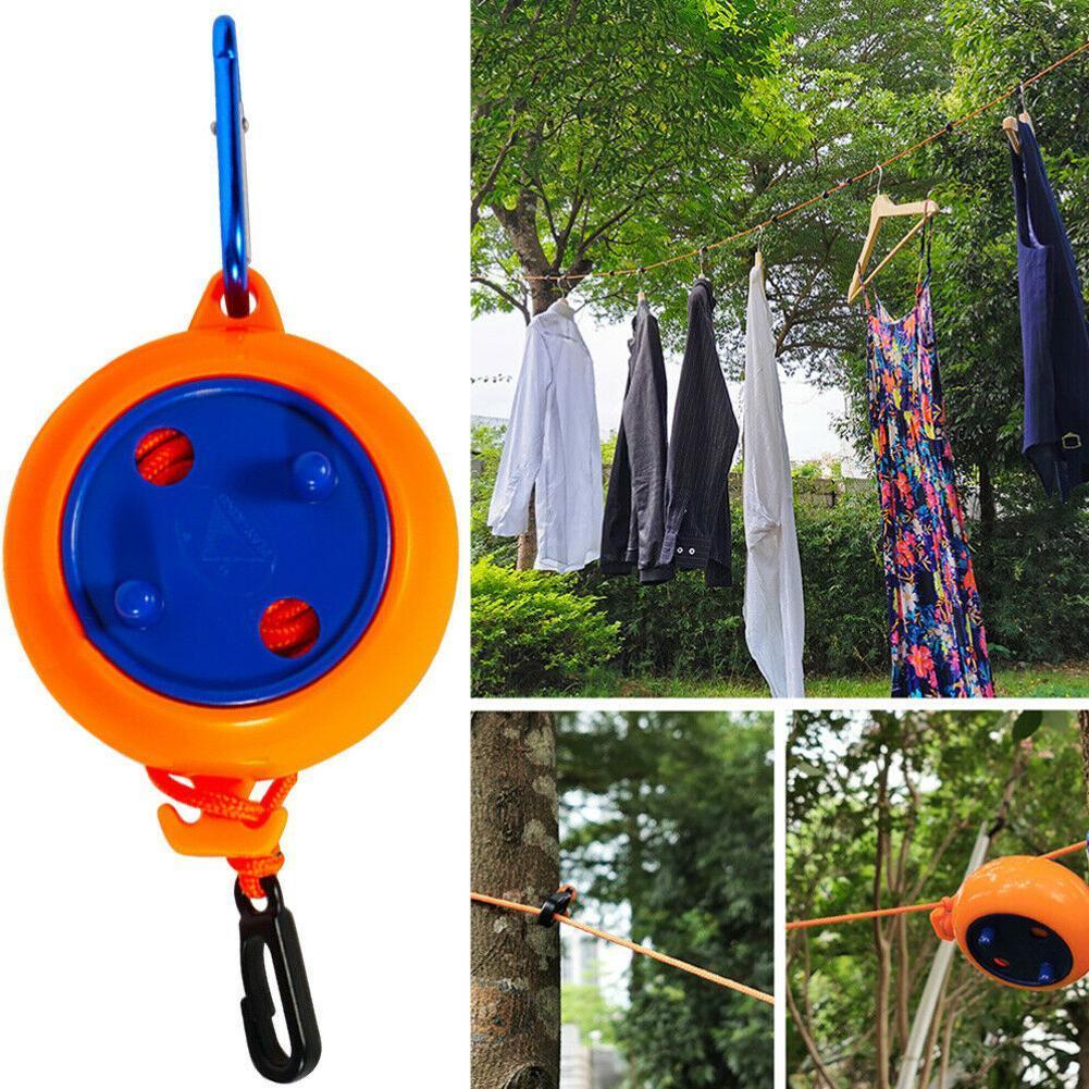 8M Non-perforated Clothesline Portable Retractable Portable Rack Clothing Travel Drying Camping Hanging Outdoor Windproof R U8N1