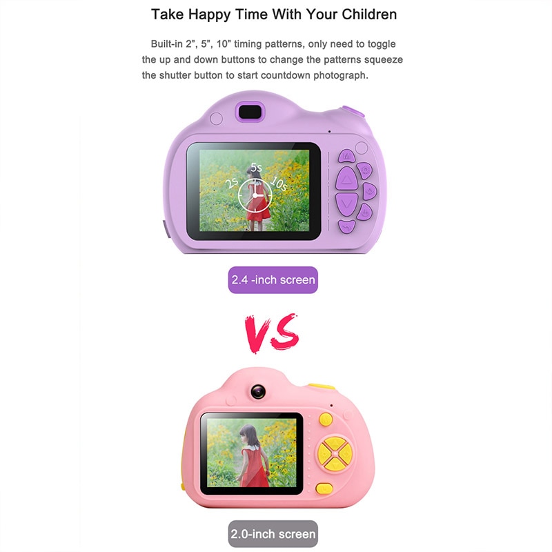 children's mini digital camera 1800W front and rear camera 2.4 inch cartoon cute camera outdoor photography kids camera