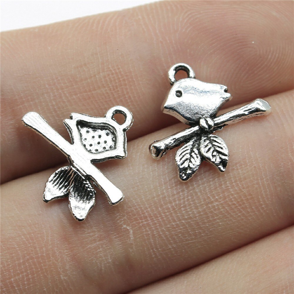 20 stücke Reize Vogel Antike Silber Farbe Nette Vogel Reize Schmuck Erkenntnisse DIY Kleine Vogel Reize: B11300-17x16mm