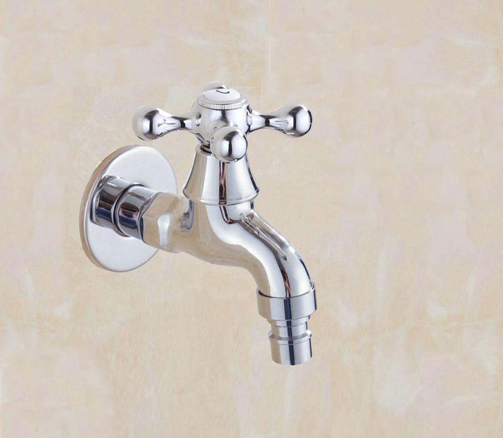 Polished Chrome Wall Mounted Garden Bibcock Tap Bathroom Washing Machine Water Tap /Mop Pool Sink Faucet KD084: B