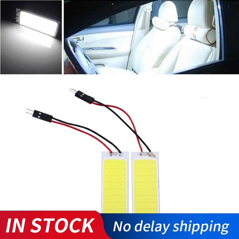 2 stk/parti cob 36 led panel hvit led auto interiør parkeringslys lesekart lampe pære kuppel festong  dc 12v