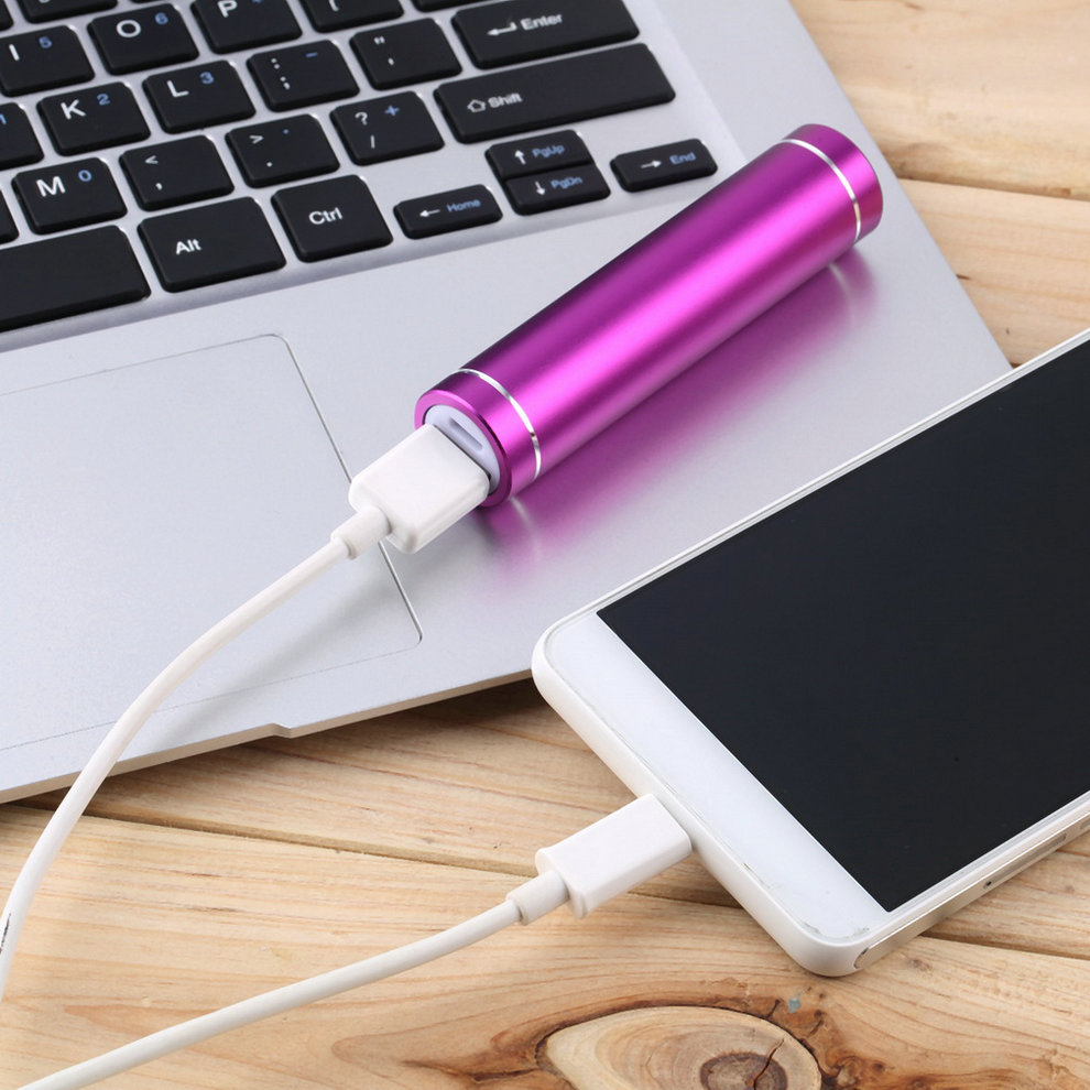 Mini USB 5 v Mobiele Powerbank Case Powerbank DIY Doos 18650 Batterij Case Paars Metalen Legering