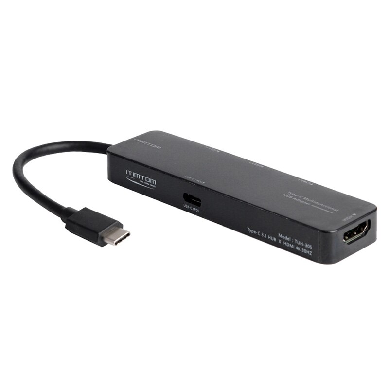 Type-C to HDMI HD Video Adapter Cable TYPE-C to HDMI Converter PD 5 in 1 Docking Station 4K USB: Default Title