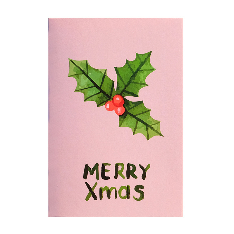 8pcs Merry Christmas Greet Card With Envelop Simply Style Pink Yellow Xmas Postcard Thank You Cards Christmas Invit Greet Card: A1