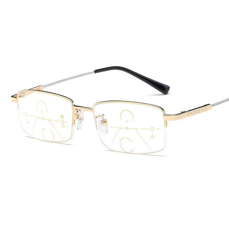 Gafas de lectura multifocales progresivas metálicas con montura de titanio para hombres, gafas para presbicia con luz azul, gafas para mujeres de 1,5