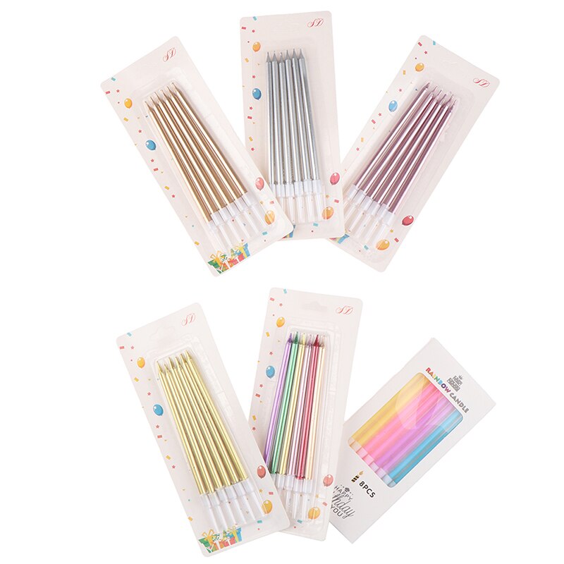 4/6 stuks gouden lange potlood taartkaarsen veilige vlammen kinderverjaardagsfeestje bruiloft taartkaars huisdecoratie bedankjes benodigdheden