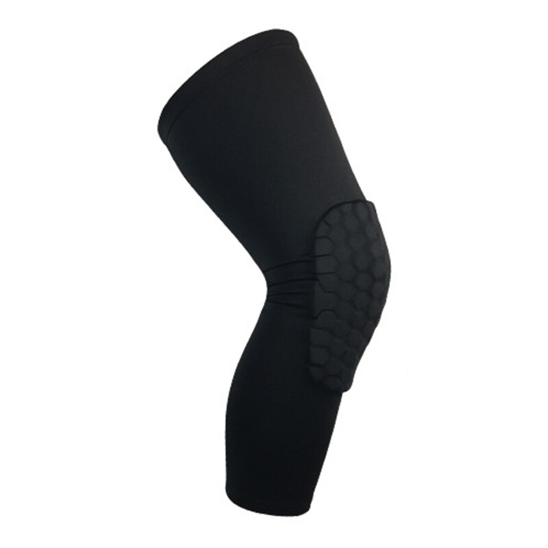 Honeycomb Pad Crashproof Antislip Basketball Leg Knee Guard Pad Long Sleeve Protector Gear Sports Injury Protect Sportswear: Black / M