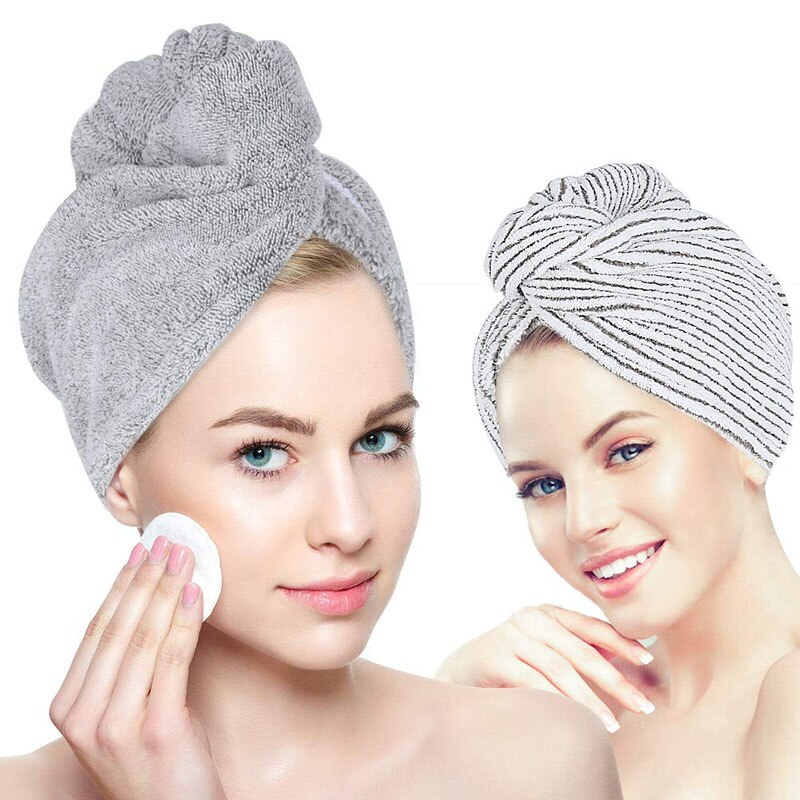 Toallas para el cabello de fibra de carbón de bambú, turbante para la cabeza de baño, secado rápido, Antifrizz, para secar el cabello, para mujeres y niñas