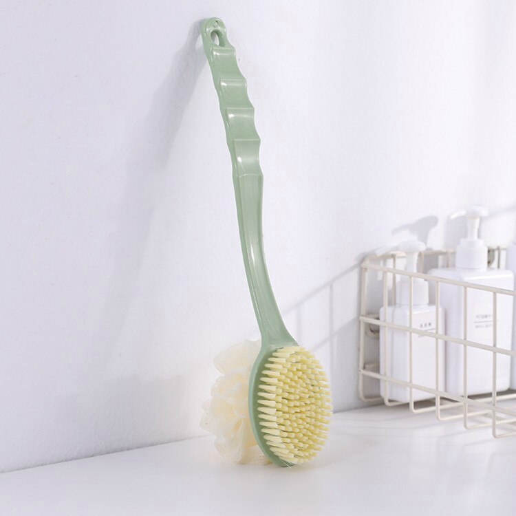 Long Handle Back Brush Body Scrubber Bath Shower Exfoliating Scrub Skin Massages Cleaning Shower Bathing Brush Tool: With bath ball Green