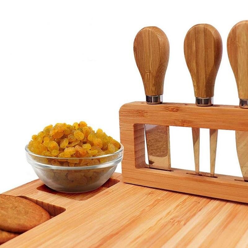 Planche à fromage en bambou, couteau à fromage, trancheuse à fromage, fourchette, cuillère, outils de cuisine, planche à découper en bois