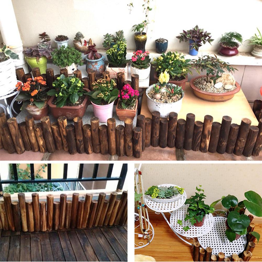 Anti-Corrosion Wood Log Lawn Grass Edging Garden Flower Bed Border Fence Decor