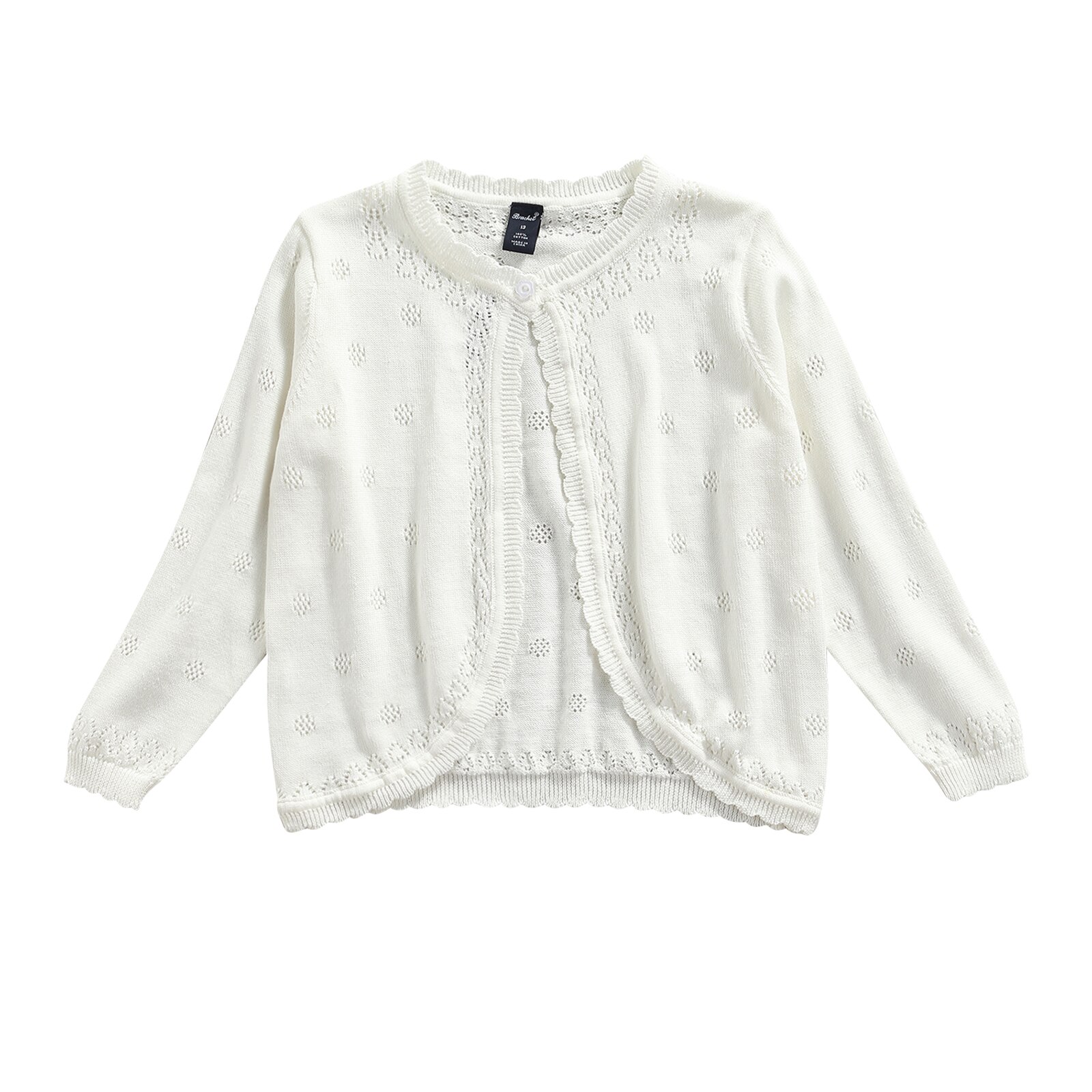 Baby Baby Meisjes Vest Leuke Herfst Katoenen Trui Lange Mouwen Button Up Knit Bolero Jas Peuter Kinderen Lente Kleding: WHITE / 6m