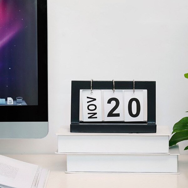 Calendario perpetuo de estilo Vintage, calendario de bricolaje, artesanías, decoración de oficina y escuela, negro