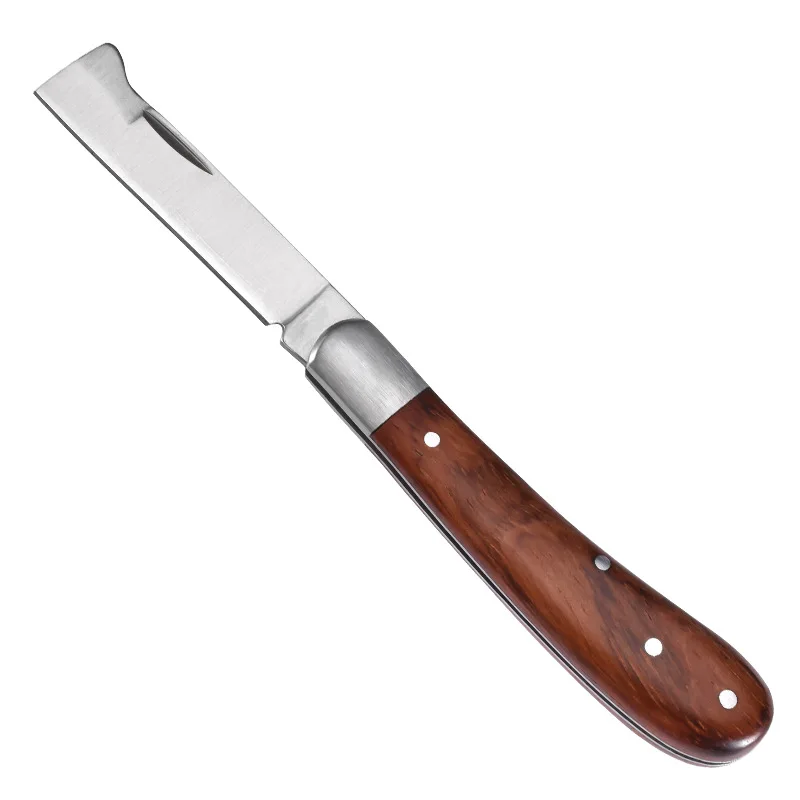 Praktisches faltbares Pfropfmesser 3CR13 Pfropf- und Beschneidungswerkzeug aus Edelstahl für die professionelle Gärtner und Obstbaumpflege: Brown
