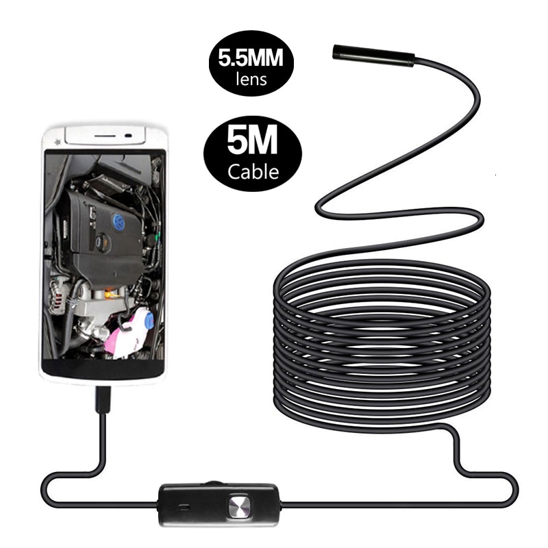 Lens 5M Android USB Goedkeuring Boroscopio Inspectie Camera Snake Microfoon USB Endoscoop IP67 Waterdichte Camera 6LED Licht