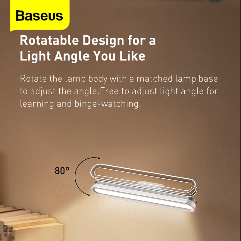 Baseus-Lámpara de mesa de escritorio magnética, luz LED de trabajo para estudio, luz de trabajo portátil con Control táctil para estudiantes, lectura, estudio, luces de búsqueda