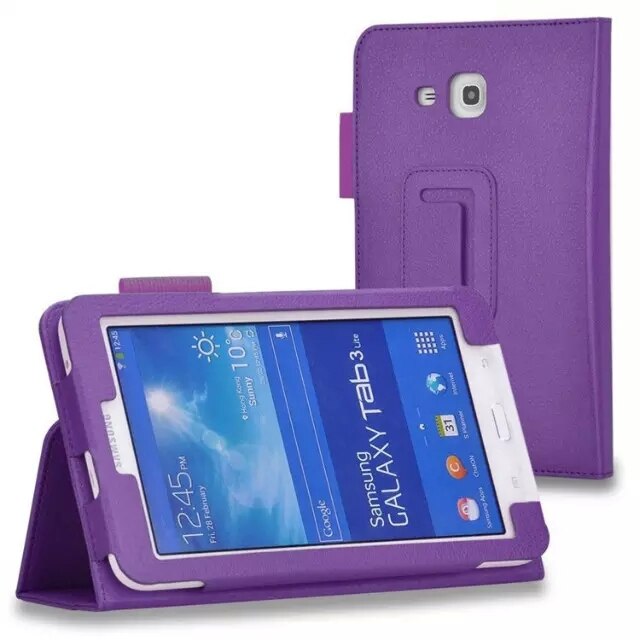 Funda de piel sintética para Samsung Galaxy Tab E Lite, protector de piel sintética con soporte de SM-T113 para Samsung Galaxy Tab 3 lite 7,0 SM-T116 SM-T110 7,0: purple