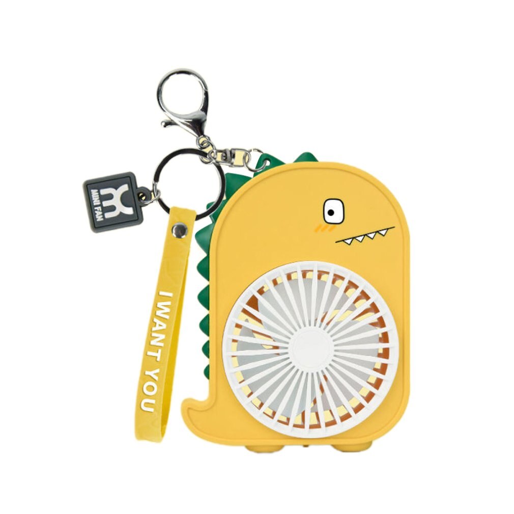 Draagbare Handheld Dinosaurus Fan Bevochtigen Handheld Licht Kleine Slaapzaal Luie Student Netto Cover Fan Anti Skid Platform: yellow