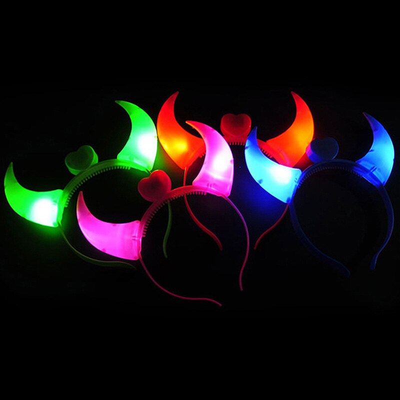 1Pcs Multi Light Up Flashing Blinking LED Headband Girl Wedding Hair Accessories Glow Party Christmas Year: horn
