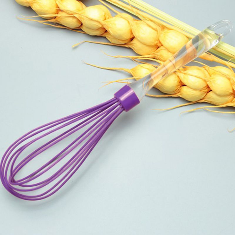 Silicone Whisk With Transparent Handle Handheld Mixer Milk Frother Baking Tool Maker Holder Pastry Kitchen Gadgets Cooking Utens